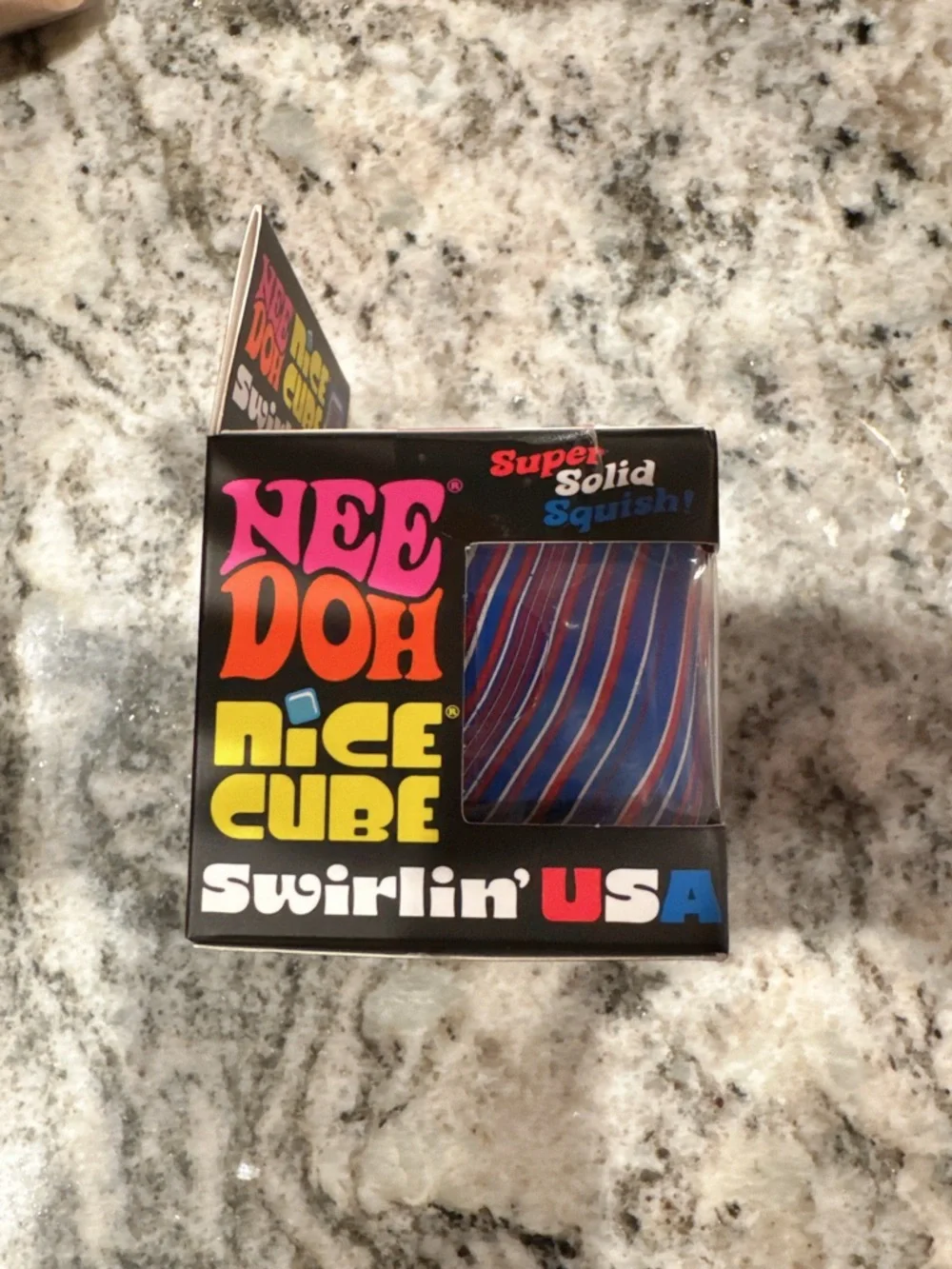 NeeDoh Nice Cube Swirlin' USA Super Solid Squish - Blue & Red! - Picture 3 of 4